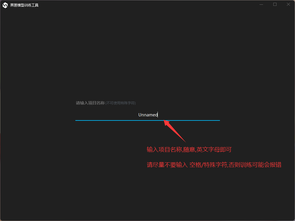 输入项目名称